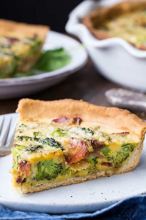 This Paleo broccoli quiche is easy to make and perfect as a make ahead breakfast or to bring to brunch for Easter, Mother's Day or anything else! It's loaded with caramelized onions, savory sautéed broccoli and crisp bacon, plus has a secret "cheesy" ingredient while remaining dairy free! Grain free, gluten free, healthy. Paleo Quiche Crust, Quiche Crust Recipe, Paleo Broccoli, Paleo Quiche, Quiche With Bacon, Paleo Pie Crust, Quiche Crust, Sautéed Broccoli, Paleo Pie