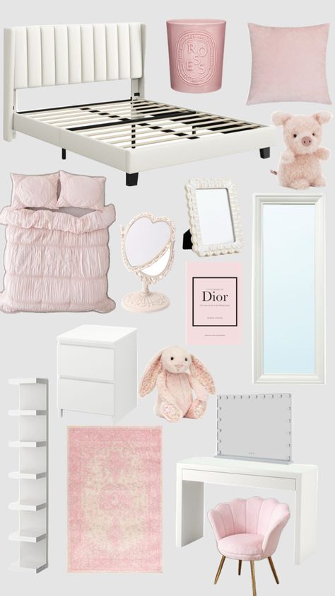 room inspo #roominspo #bedroom #room #inspo #pink #white #aesthetic #ideas Cutesy Bedroom Aesthetic, Clean Pink Bedroom, Room Inspo Pink Walls, Room Decor Pink Aesthetic, Room Inspo White And Pink, Dorm Room Ideas Pink And White, Cozy Pink Bedroom Ideas, Room Ideas Aesthetic Pink And White, Pink Room Walls