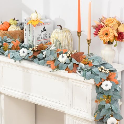 PRICES MAY VARY. 🍂ABUNDANT FALL DECOR: Our package include one 5.9 ft fall garland, augmented with rich elements such as artificial lambs ear leaves, pumpkins, berry branches and maple leaves etc. Each fall garland for mantle has a loop at one of the ends for easy hanging. Adorning your space with this vibrant garland and bring the opulence of fall right into your home. 🍂MADE OF PREMIUM MATERIALS: The stems, pumpkins, and leaves of fall leaves garland are thoughtfully fashioned from premium pl Fall Leaves Garland, Garland For Mantle, Fall Mantle Decor, Leaves Garland, Farmhouse Decorations, Fall Leaf Garland, Fall Mantle, Fall Garland, Fall Thanksgiving Decor