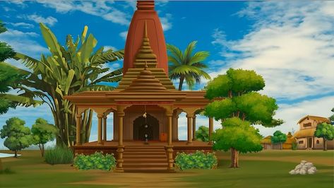 2d animation cartoon indian mandir backg... | Premium Photo #Freepik #photo #house #home #sky #castle City Animation Background, 2d Village Background, Cartoon House Animation, Cartoon Home Background, Cartoon Animation Background, Cartoon Background Hd, 2d Animation Background, Mandir Background, Village Images