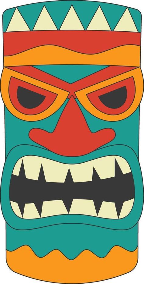 Tiki Faces Template Free Printable, Surfboard Sign, Mask Illustration, Tiki Hawaii, Tiki Faces, Face Template, Tiki Mask, Shape Templates, Grade 7