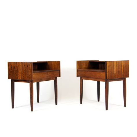 Pair Retro Vintage Danish Rosewood Bedside Tables Cabinets Drawers 50s 60s 70s | Melvin Mikkelsen Mobler | Vinterior Traditional Bedside Tables, Antique Bedside Tables, Cabinets Drawers, Bedside Tables, Vintage Antiques, Retro Vintage, Side Table, Tablet, Furniture