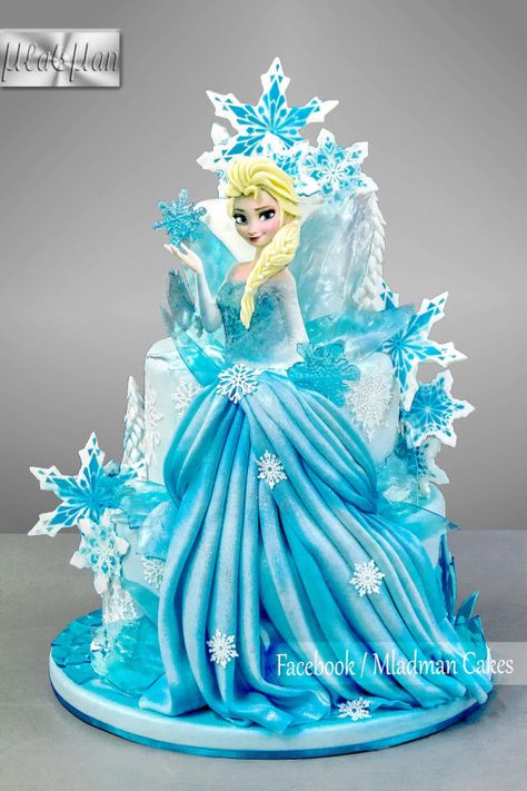 Ice Queen Elsa Cake by MLADMAN Torte Frozen, Kue Fondant, Elsa Birthday Cake, Frozen Birthday Party Cake, Pastel Frozen, Disney Frozen Cake, Elsa Cake, Frozen Theme Cake, Bolo Frozen