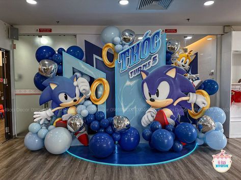 Sonic Birthday Backdrop, Sonic Birthday Decor, Sonic Balloon Decor, Sonic Balloon Garland, Sonic Decoration Ideas, Sonic Backdrop Ideas, Sonic Birthday Decorations, Sonic Birthday Party Decorations, Sonic Themed Birthday Party