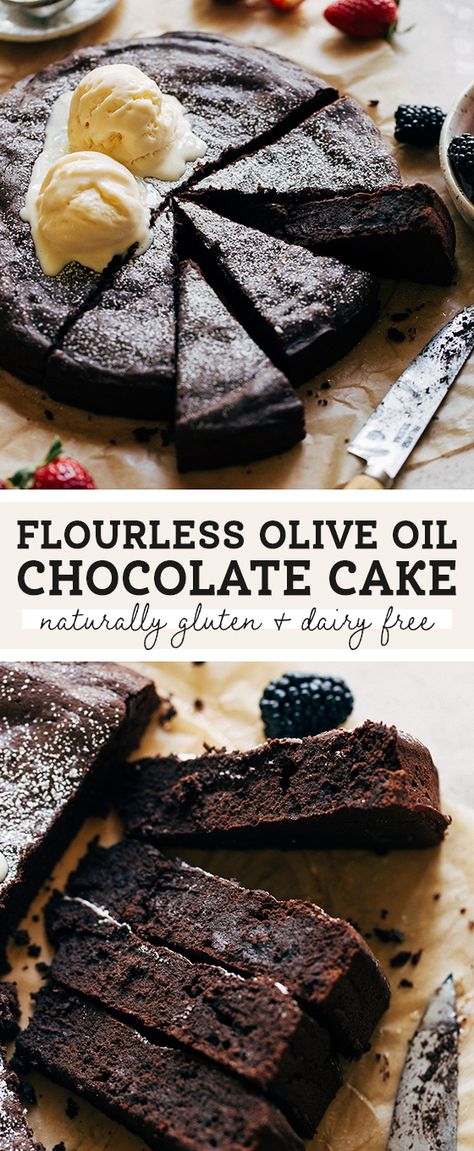 Dairy Free Flourless Chocolate Torte, Flourless Chocolate Wedding Cake, Gf Nut Free Desserts, Flower Less Chocolate Cake, Flourless Olive Oil Chocolate Cake, Flourless Dairy Free Desserts, Gluten Free Desserts Flourless, Gluten Free Dairy Free Olive Oil Cake, Gluten Free Olive Oil Lemon Cake