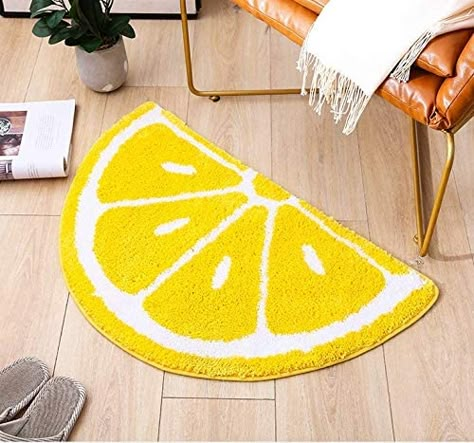 Lemon Rug, Lemon Bath, Cute Bath Mats, Bathtub Mat, Laundry Room Rugs, Lemon Decor, White Doors, Entrance Rug, Kids Bedroom Decor