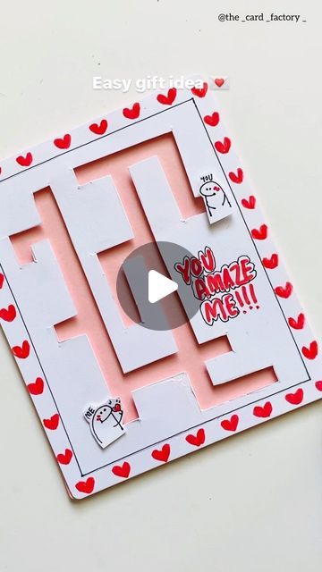 Niha hanees | gifts & diy ✂️ on Instagram: "You a-Maze me 😌💌 (who would you like to make this for?? . . . #reelsinstagram #giftideas #giftidea #giftideasforher #giftideasforhim #giftsforher #diy #diygifts #handmadegifts #lovegifts #lovegoals" Diy Cards For Boyfriend, Handmade Anniversary Gifts, Diy Anniversary Gift, Creative Wedding Gifts, Handmade Gifts Diy, Card Factory, Diy Anniversary, Diy Gifts For Him, Cards For Boyfriend