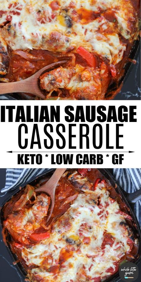 Keto Sausage And Peppers, Italian Sausage Casserole, Baked Italian Sausage, Recipe With Sausage, Keto Italian, Sausage Marinara, Casserole Keto, Keto Sausage, Italian Sausage Recipes