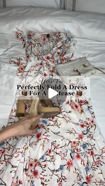 Travel Reimagined on Instagram: "How to fold a dress for your suitcase! 👗

This method will allow your dress to fit into a suitcase with the least amount of wrinkles! 😵‍💫

Plus, remember to always make sure you fold the width of your items to the same size as your packing cubes 😉 so no space is wasted! 🧳

Follow for more travel tips! ⭐️✈️

#travelhacks #traveltips #travelpacking #packinghacks #packingtips #packwithme #travelgram" How To Pack Formal Dresses In A Suitcase, How To Fold Dresses For Travel, Small Carry On Luggage, One Suitcase, Suitcase Packing, How To Fold, Packing Cubes, Travel Activities, Carry On Luggage