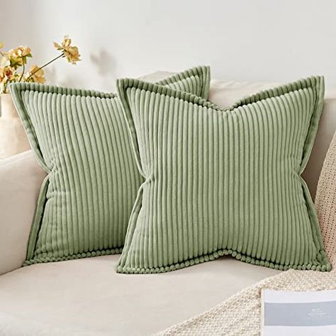 Sage Green Throw, Fluffy Throw Pillows, Green Pillow Covers, Couch Pillow Covers, Textured Throw Pillows, 18x18 Pillow Cover, Green Throw, Stripe Throw Pillow, Striped Throw