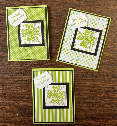 Lucky Clover Stampin Up Cards, Stampin Up Lucky Clover, St Patricks Day Cards, Holiday 2024, Hand Crafted Cards, Holiday Stamping, Saint Patties, St Pats, St Paddys Day