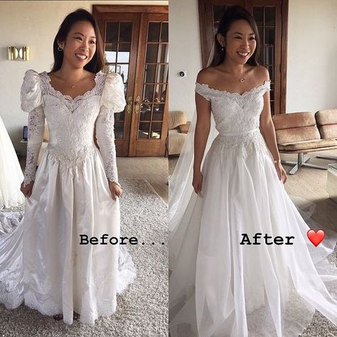 Adding Sleeves To Wedding Dress, Trish Peng, Dress Makeover, Dresses Videos, Old Wedding Dresses, Mom Wedding Dress, Crystal Wedding Dress, Wedding Dress Alterations, Western Wedding Dresses