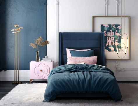 Denim Bedroom, Grey Velvet Bed, King Upholstered Platform Bed, Bed Color, Tufted Design, Bed Wood, Tufted Bed, Velvet Bed, Bed Size