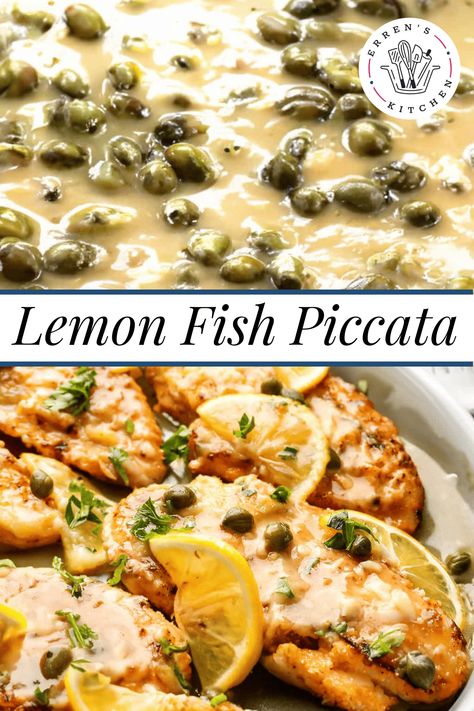 Halibut With Capers, Snapper Piccata Recipes, White Fish Piccata, Fish Capers Lemon Recipe, Lemon Picatta Fish, Poached Fish In White Wine, Lemon Sole Piccata, Fish With Capers Butter Sauce, Capers Sauce For Fish