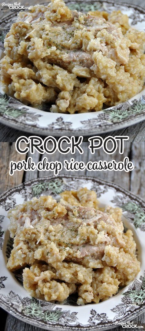 If comfort food is what you want, then you don't want to miss this delicious Crock Pot Pork Chop Rice Casserole! It is super easy and deeelicious! Pork Chops And Rice Casserole, Pork Chop And Rice Casserole, Pork Chop Rice Casserole, Pork Chop And Rice, Pork Chop Rice, Pork And Rice, Pork Chops And Rice, Crock Pot Pork, Pork Chop Recipes Crockpot