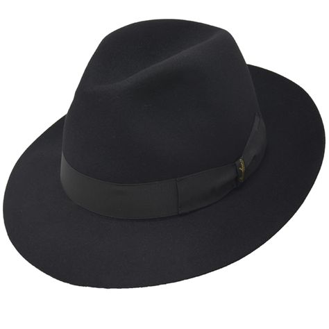 Borsalino Classic Fedora Hat - 5 colors Fedora Hat Design Ideas, Tiny Heist, Borsalino Hats, Mens Dress Hats, Sarah Bernhardt, Black Fedora Hat, Met Gala Outfits, Black Hats, Mens Fedora