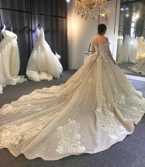 Lace Wedding Dress Sleeveless, New Bridal Dresses, Dress Off Shoulder Long, Wedding Dress Off Shoulder, Wedding Dresses Lace Ballgown, Long Train Wedding Dress, Sparkle Wedding Dress, Lace Ball Gowns, Dress Off Shoulder