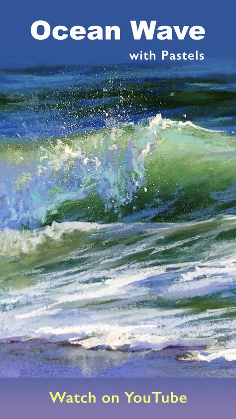 Wave Painting Tutorial, Painting An Ocean, Underpainting Technique, Pastel Tutorial, Painting Waves, Ocean Waves Photography, Ocean Drawing, Ocean Waves Painting, Painting Landscapes