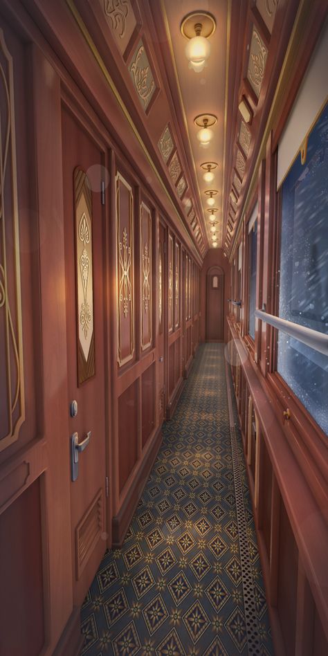 Ui Ux 디자인, Episode Backgrounds, Luxury Train, Time Princess, Landscape Scenery, Train Car, Train Rides, Fantasy Landscape, Anime Background