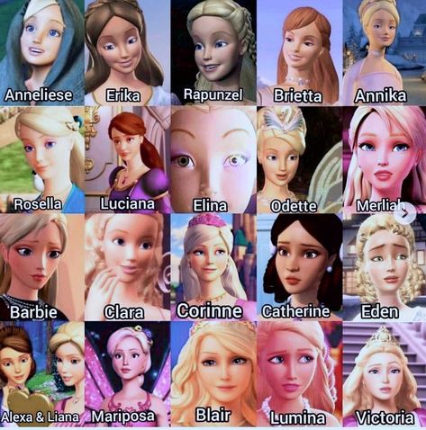 Barbie Movies List, Disney Princess Names, Disney Punk, Barbie Drawing, Barbie Cartoon, All Disney Princesses, Barbie Images, Childhood Movies, Barbie Movie