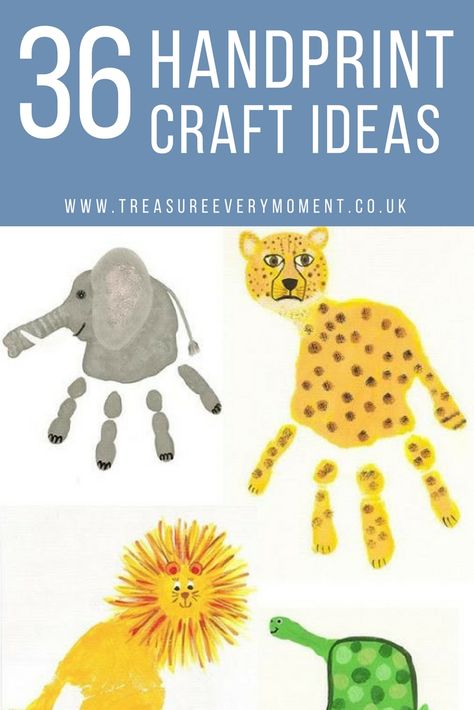 CHILDREN: 36 Handprint Craft Ideas | Treasure Every Moment Hand Print Animals, Hand Print Art, Baby Handprint Crafts, Baby Handprint, Footprint Art, Handprint Craft, Handprint Crafts, Handprint Art, Toddler Art