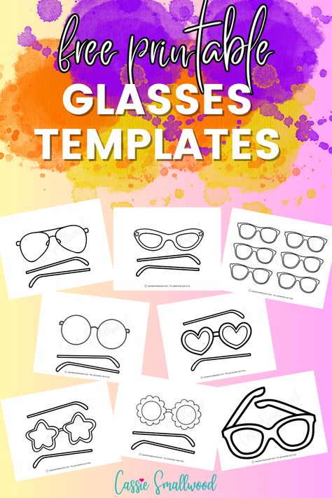 Free printable sunglasses and eyeglasses templates Paper Glasses Template, Glasses Template Printable, Sunglasses Template Free Printable, Glasses Craft For Kids, Sunglasses Template, Sunglasses Printable, Glasses Template, Cardboard Glasses, Paper Sunglasses