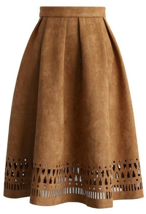 Tan Suede Skirt, Brown Pleated Skirt, Rok Midi, Brown Suede Skirt, Mid Calf Skirt, Eyelet Skirt, Tan Skirt, Calf Length Skirts, Brown Skirt