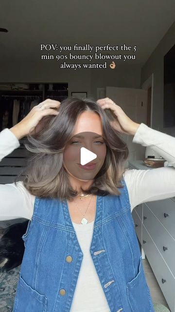 734K views · 18K likes | Kristina Errington on Instagram: "5 MIN BLOWOUT! 👏🏼LIKE ❤️ & Comment HAIR for direct links to the tool & products I use for a shiny easy blowout! I have naturally super wavy hair that frizzes easily SO products that work are super important for an easy blowout & this blowout brush is LIFECHANGING. I love it so much I bought a second one for my daughter & one for my mom!   Follow me @krismarieerrington for easy elevated petite friendly fashion+ beauty tips! 🫶🏼   #easyhairstyles #easyhair #hairtutorial #blowoutstyles @t3micro" Blonde With Easy Grow Out, Mid Length Hair With Layers Blowout, Smooth Blowout Medium Hair, Blowout Brush Hairstyles, Best Mom Hairstyles, Easy At Home Blowout, Lob Haircut Blowout, Trendy Haircut 2024 Women, How To Blowout Medium Length Hair