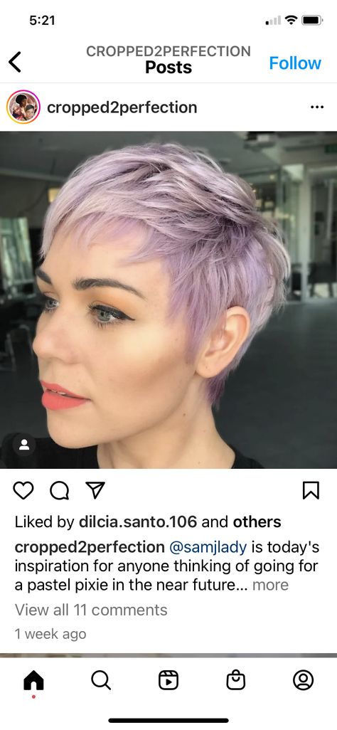 Lavender Hair Colors Short, Lilac Pixie Cut, Winter Pixie Hair Color, Pastel Purple Hair Short, Purple Pixie Haircut, Lavender Hair Highlights, Pastel Pixie Hair, Purple Pixie Cut, Coloured Pixie Cut