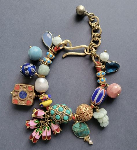 Meredith Waterstraat, 7 Continents, Art Jewelry Design, Beads Bracelet Design, Assemblage Jewelry, Vintage Beads, Chunky Jewelry, My Books, Beaded Cuff