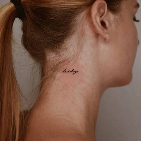 Lucky Tattoo Word, 224 Tattoo, Lucky Tattoo, Word Tattoos, Tattoo Placement, Tattoos