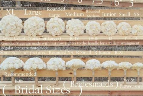 Bouquet Sizes Chart, Bouquet Sizes, Bridesmaid Flowers, Rice Krispie Treat, The Row, Flower Girl, Size Chart