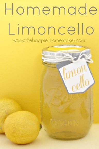 Homemade Limoncello-DIY Gift Idea Limoncello Recipe, Homemade Limoncello, Homemade Liquor, Lemon Recipes, Party Drinks, Food Gifts, Labor Day, Sangria, Cocktail Drinks