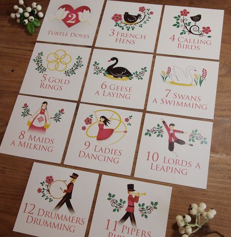 Christmas Wedding - 12 Days of Christmas Table Numbers Christmas Table Plan Wedding, Table Numbers Christmas, Ornament Table Numbers, Christmas Ornament Table Number, Christmas Themed Table Numbers, Winter Wedding Theme, Christmas Wedding Table, Christmas Wedding Invitations, Unique Wedding Stationery