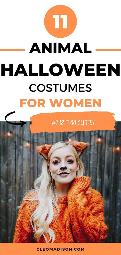 woman in front of fence Last Minute Animal Costumes Diy, Diy Cat Costumes Women, Funny Animal Costumes For Adults, Dog Costumes For Adults For Women, Dress Like An Animal Day Spirit Week, Easy Tiger Costume, Diy Animal Costumes For Adults, Diy Zoo Animal Costume Women, Panda Bear Costume Diy