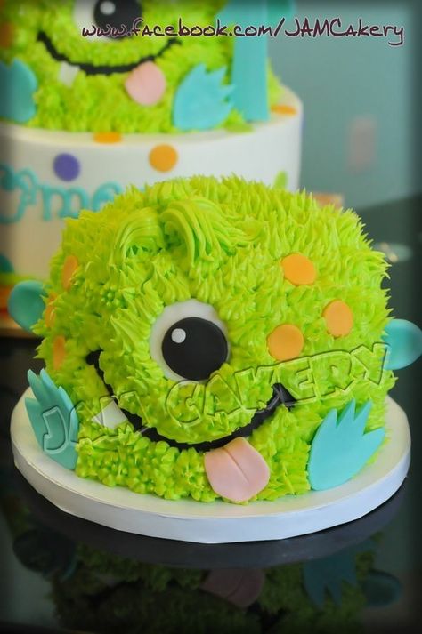 Monster Cake Ideas, Monster Smash Cakes, Painting Tattoos, Monster Cakes, Food Monster, Little Monster Party, Monster First Birthday, Little Monster Birthday, Monster 1st Birthdays