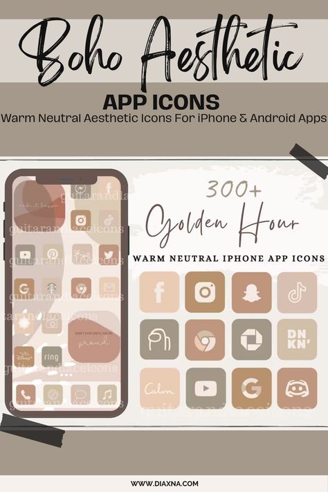 Artistic App Icons for a Boho Vibe: Elevate Your Phone's Aesthetics — DIAxNA Boho Aesthetic App Icons, Boho Culture, Widgets For Iphone, Icons And Widgets, Digital Minimalism, Custom Folders, Aesthetic App Icons, Folder Templates, Online Planner