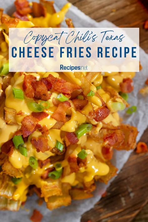 Indulge in food cravings with our Copycat Chili’s Texas Cheese Fries recipe! Perfect for fans of copycat restaurant recipes, this dish brings restaurant food to your home. Learn to make fries from scratch and enjoy fries homemade like never before. Pair them with a delicious cheese dip for the ultimate snack. Go to Recipes.net and recreate this tasty treat today! Texas Cheese Fries Recipe, Chili's Texas Cheese Fries, Chili Fries Recipe, Chili Cheese Fries Recipe, Texas Cheese Fries, Copycat Chili, Fries Homemade, Cheese Fries Recipe, Fries Cheese