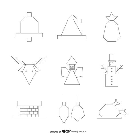 Geometric Christmas icon outline pack Geometric Icons, Geometric Christmas, Christmas Elements, Santa Hats, Christmas Icons, Save Image, Christmas Hat, Geometric Art, Gift Boxes