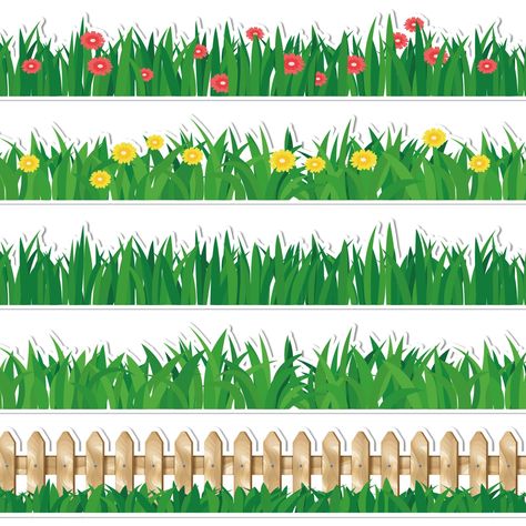 PRICES MAY VARY. GREEN GRASS BULLETIN BOARD BORDERS: The bulletin border stickers have 5 designs and come with patterns of green grasses, flowers, fences, colorful and bright, full of vigor and vitality, great for decoration and craft making. PACKAGE INCLUDES: The bulletin border stickers have 5 designs, 12pcs of each, 60pcs in total. The bulletin border trim measures about 35cm/13.8 inch long and 7cm/2.8 inch wide, 69ft in total, enough for you to use. GOOD MATERIAL: Made of good quality paper, Grass Border Design, Grass For Bulletin Board, Grass Bulletin Board, Grass Sticker, Grass Fence, Class Tree, Grass Border, Bulletin Borders, Flower Fence