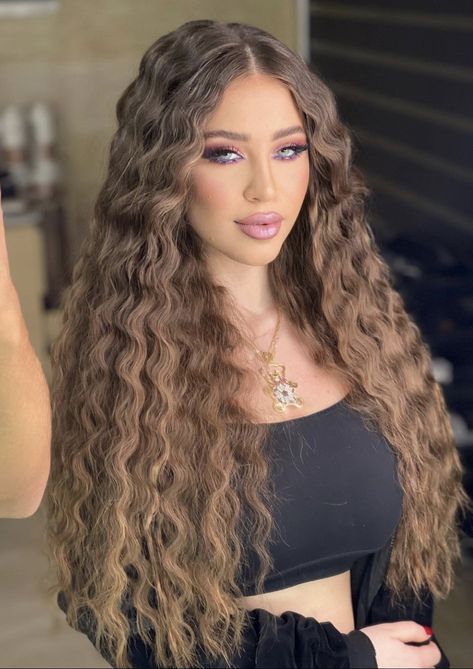 Crimped Long Hairstyles, Crimped Hair Styles Long Hair, Crimped Hairstyles For Long Hair Waves, Crimped Hairstyles Wavy, Curly Hair Models Female, Wavy Mermaid Hairstyles, Blonde Crimped Hair Hairstyles, Braids In The Front Natural Hair, Ali Grace Hair