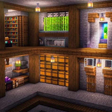 In case you need an underground apartment idea for your base, take a look at this build! Although the build looks pretty plain at first with no texture, it still provides a professional and aesthetic look in each room. You can use soul lanterns instead of normal lanterns to create gloomy effects if you want! Underground Apartment, Minecraft Underground, Minecraft House Ideas, Minecraft Decoration, Underground House, Rumah Minecraft Sederhana, Minecraft Mansion, Minecraft Interior, Minecraft Structures