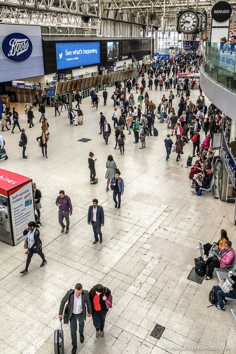 Waterloo Station in London is famous for being a film location for the Bourne movies. Click through for more pictures on the A Lady in London blog.   #london #waterloo #trainstation #bourne Guy Ritchie Movies, Waterloo London, Best Places In London, Crowded Place, Denim Campaign, Hello London, London Activities, London Locations, Royal Films