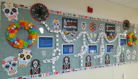 Dia De Los Muertos Poster Ideas, Skeleton Bulletin Board Ideas, Day Of The Dead Classroom Door, Coco Bulletin Board, Dia De Los Muertos Classroom Door Ideas, Day Of The Dead Bulletin Board, Dia De Los Muertos Bulletin Board Ideas, Day Of The Dead Classroom, Skeleton Bulletin Board