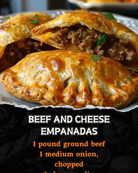 Happy Grandma Empanadas Recipe Easy, Cheesy Beef Empanadas, Beef And Cheese Empanadas, Beef Empanadas Recipe, Cheese Empanadas, Beef Empanadas, Empanadas Recipe, Ground Beef Recipes For Dinner, Grandmas Recipes