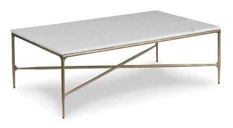 Rectangular Marble and Brass Cocktail Table | Keswick Brass Cocktail Table, Sideboard Decor, Bassett Furniture, Marble Table Top, Living Room Collections, Coffee And Cocktail Tables, Marble Table, Cocktail Table, Cocktail Tables