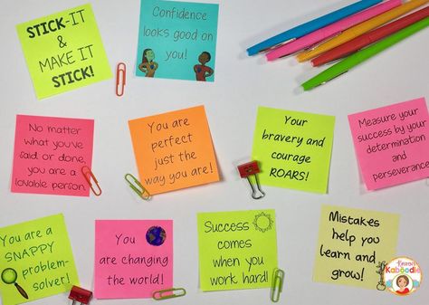 Positive messages, affirmations, and quotes on sticky notes are perfect for teachers who are looking for new ways to praise their students! Stick Notes Ideas Wall Study, Positive Sticky Notes Quotes, Stick Notes Ideas, Positive Sticky Notes, Sticky Notes Ideas, Student Affirmations, Funny Sticky Notes, Positive Notes Home, Building Rapport