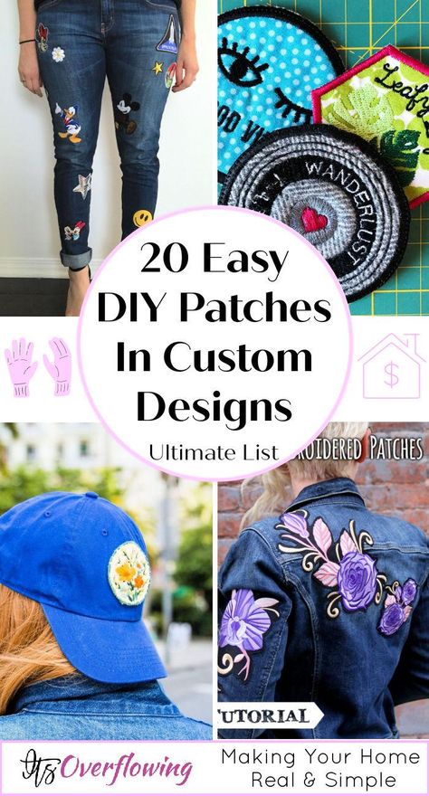 How to Make a Patch (20 Easy DIY Iron on Patches) Patch Ideas Diy, Iron On Patch Ideas Clothes, Make Your Own Patch, How To Make Patches, Diy Iron On Patches, Hand Stamped Fabric, Patches Jacket Diy, Embroidered Patch Diy, Patches For Clothes