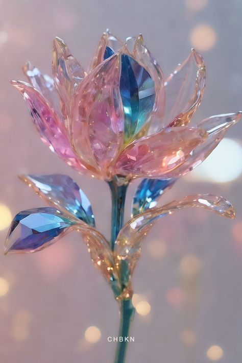 Multicolored crystal tulip with shimmering petals, exuding beauty and peace. Crystal Flowers, Flower Installation, Reflecting Light, Pretty Wallpaper Iphone, Crystal Flower, Flower Field, Pretty Wallpapers, Wallpaper Iphone, Tulips