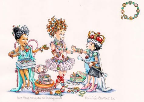 Original illustration by Robin Preiss Glasser for the Fancy Nancy series | R. Michelson Galleries Fancy Nancy Costume, 동화 삽화, Fancy Nancy, Childhood Books, Fairytale Art, Oui Oui, Original Illustration, Ink Pen Drawings, Children's Book Illustration